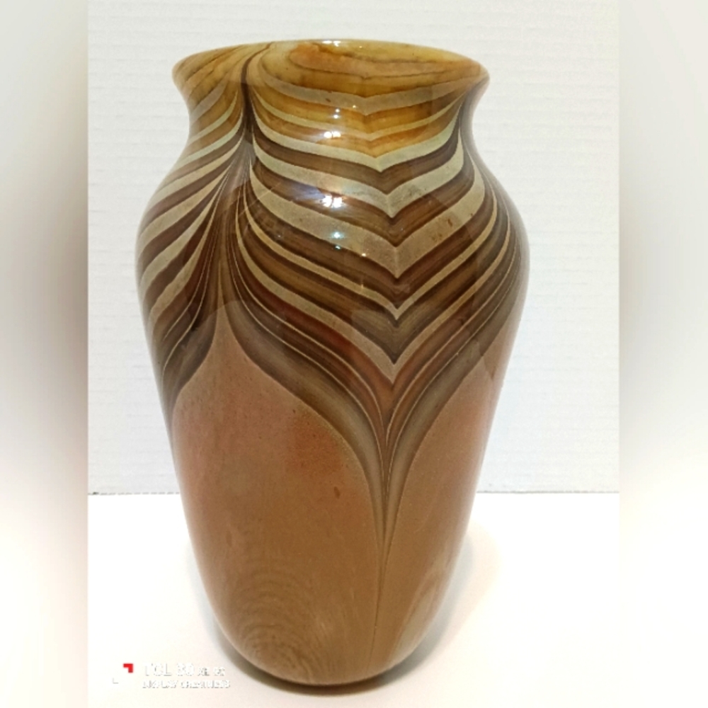 Vintage handmade feather art vase